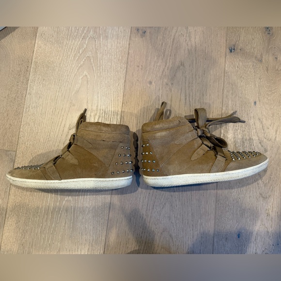 Sandro. High top suede sneakers with silver studs. Brown/camel. Size 38 - Picture 5 of 5